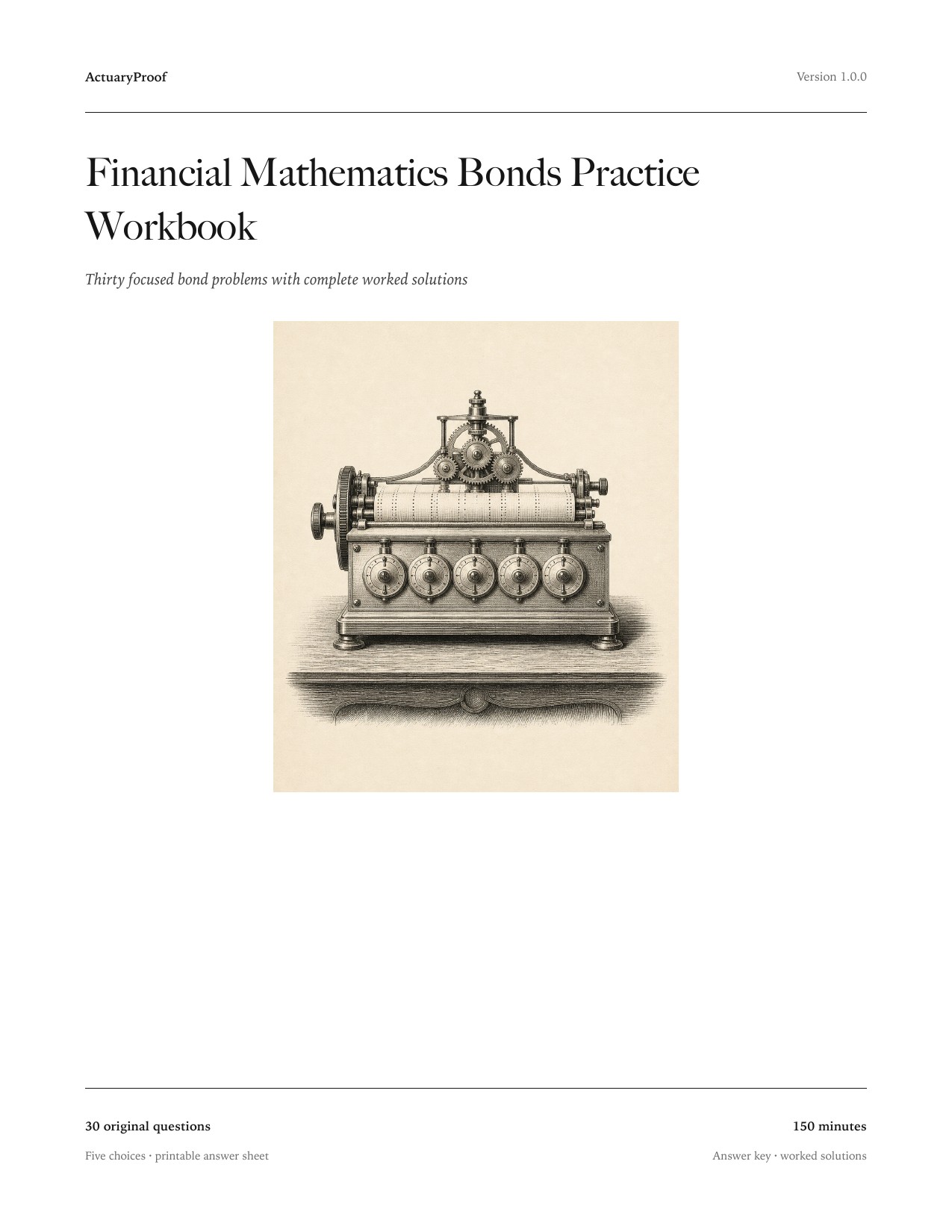 Cover of Financial Mathematics Bonds Practice Workbook