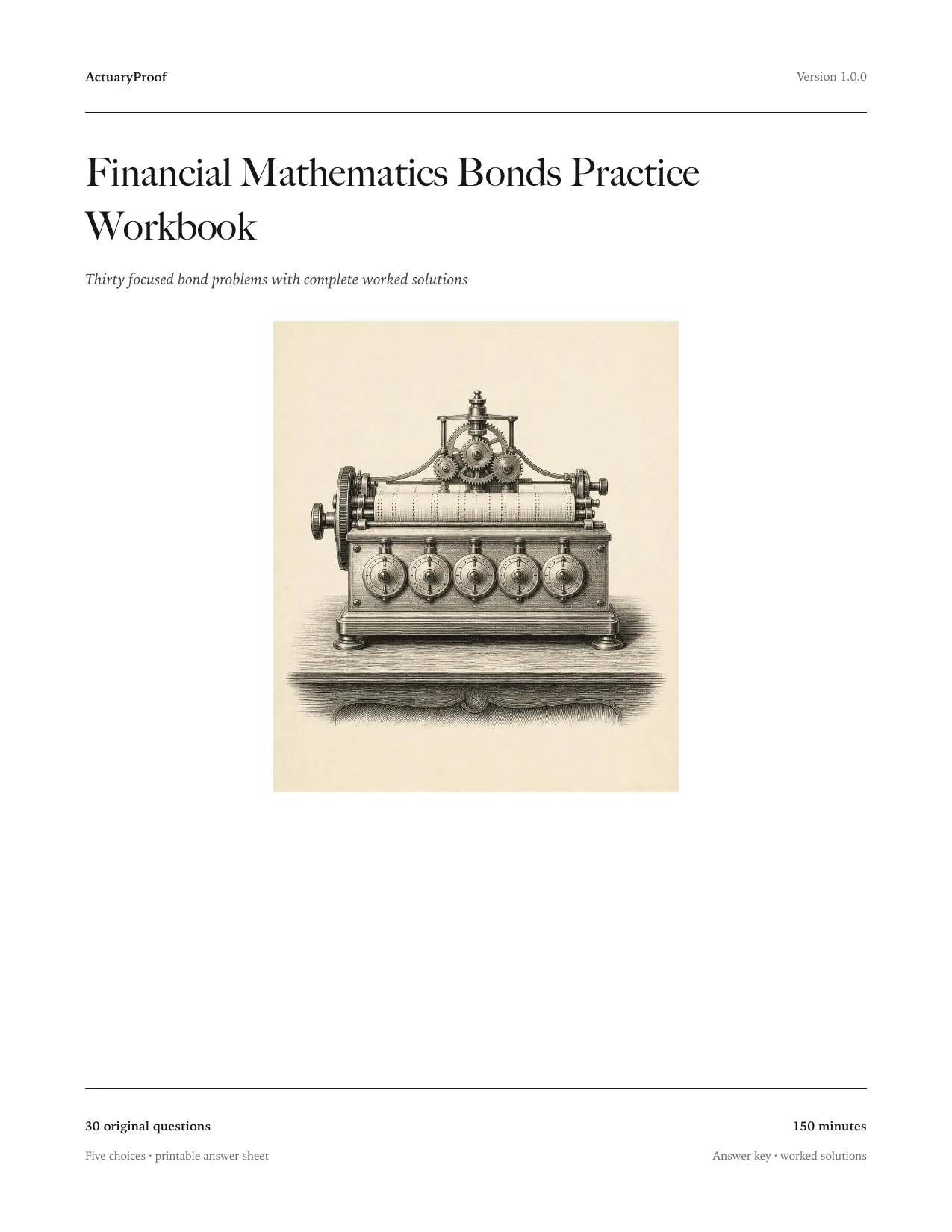 Financial Mathematics Bonds Practice Workbook cover