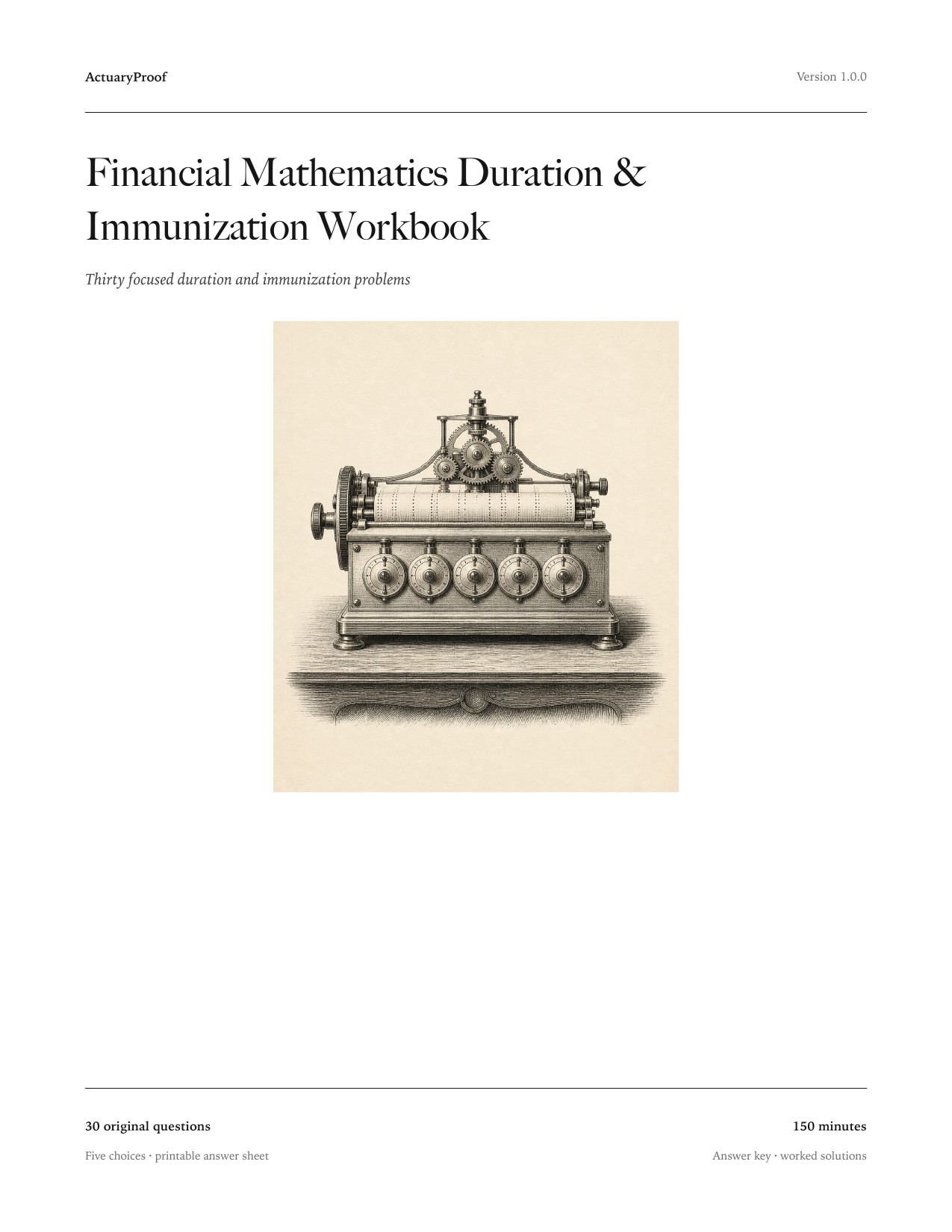 Cover of Financial Mathematics Duration & Immunization Workbook