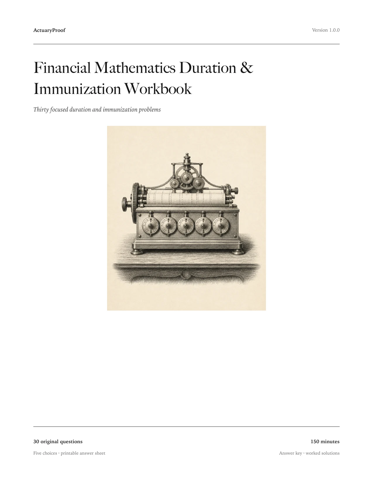 Financial Mathematics Duration & Immunization Workbook cover