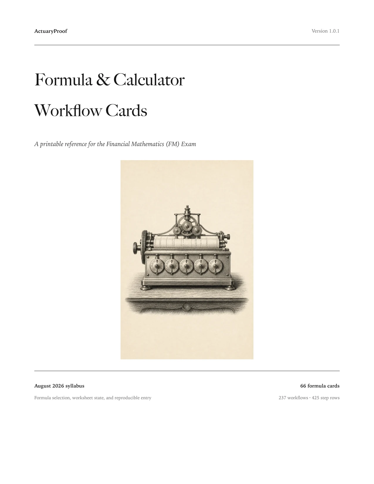 Financial Mathematics Formula & Calculator Workflow Cards cover