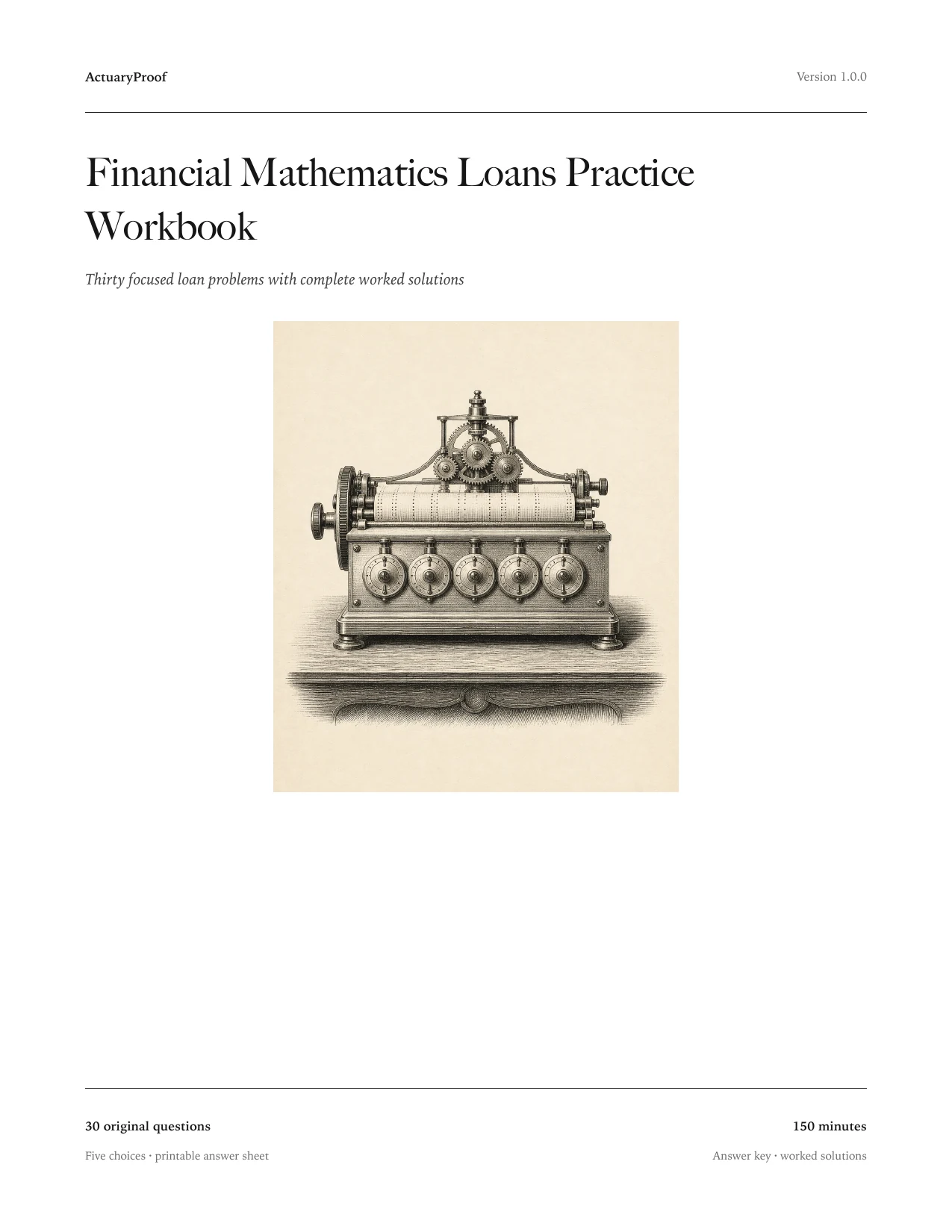 Financial Mathematics Loans Practice Workbook cover