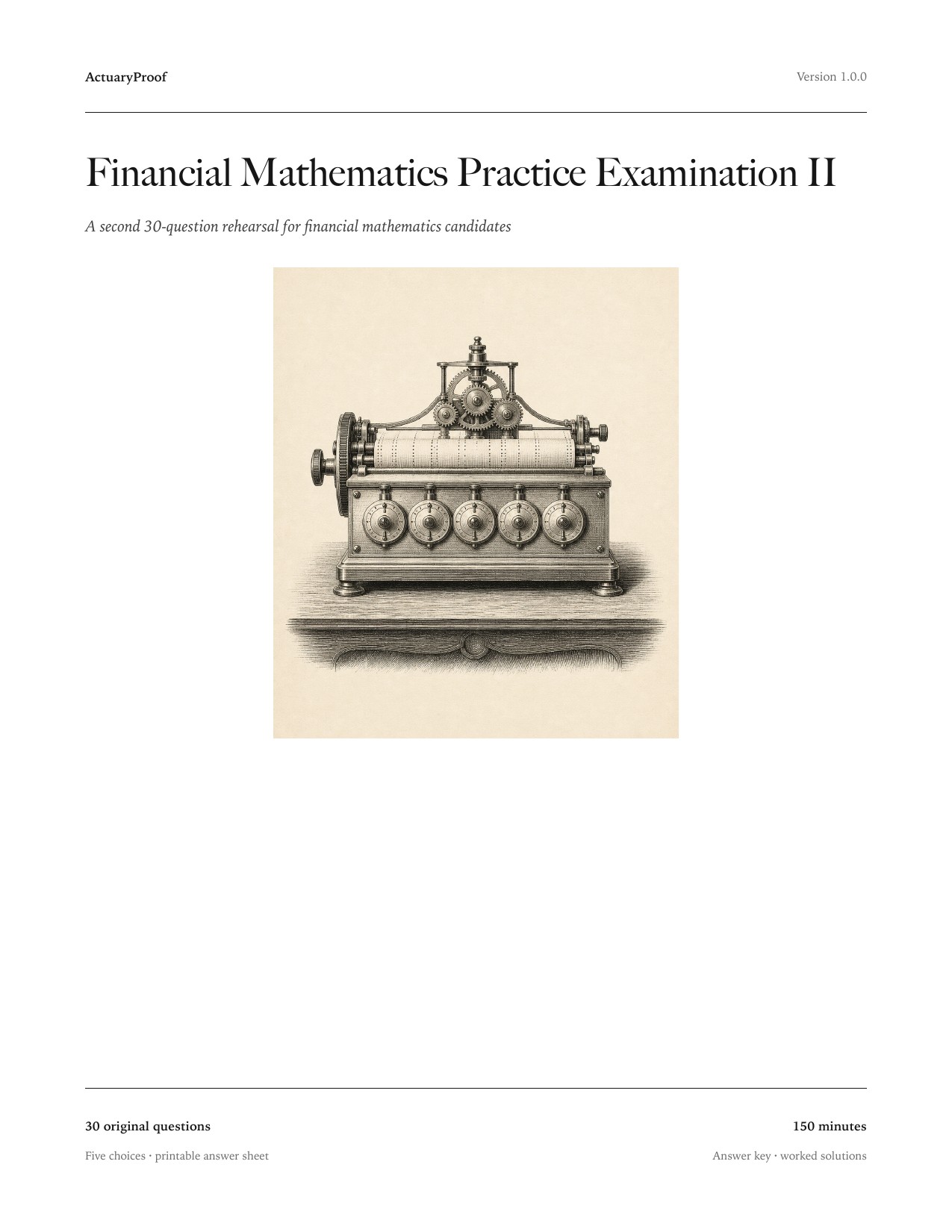 Cover of Financial Mathematics Practice Examination II