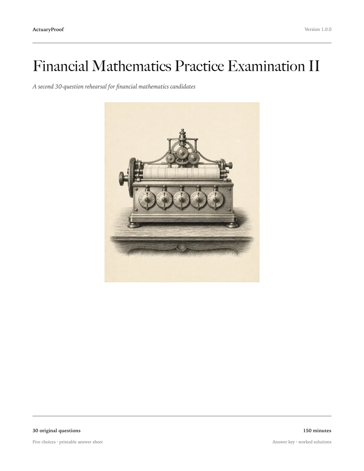 Financial Mathematics Practice Examination II cover