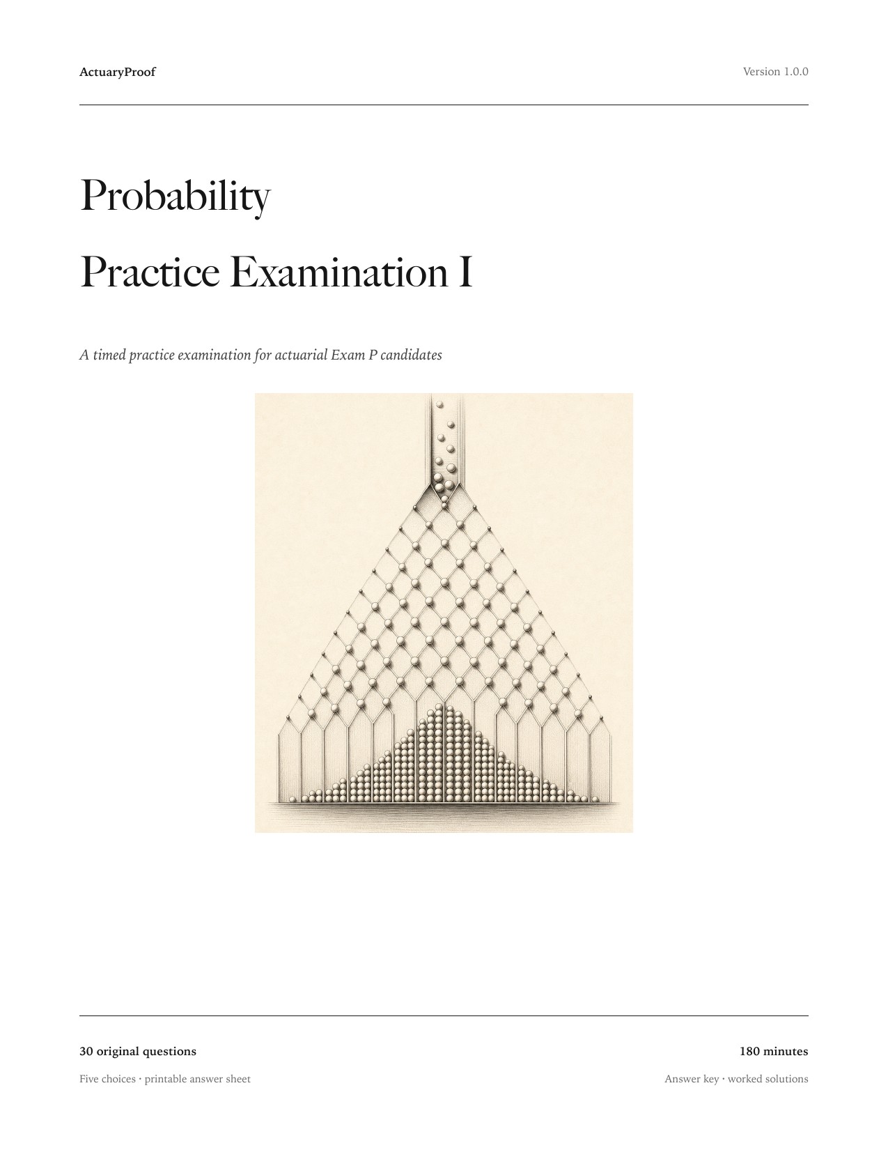 Cover of Probability Practice Examination I