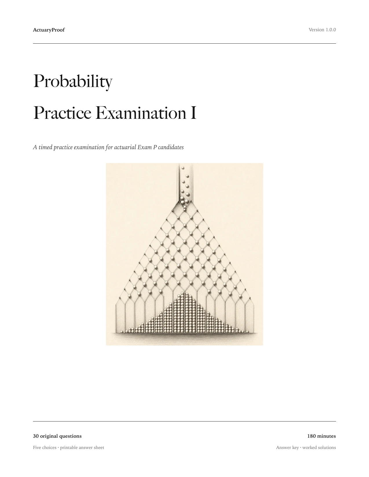 Probability Practice Examination I cover